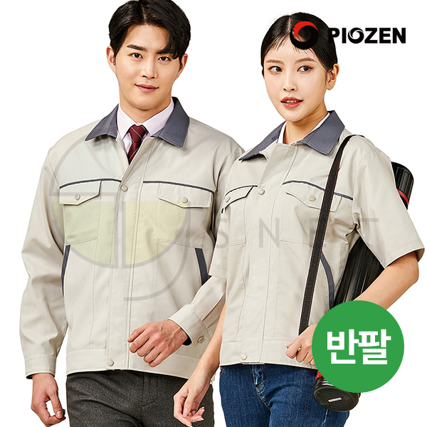 PS-J681S/자켓/춘하//폴리65+레이온35/TR트로피컬/반팔/생활방수/베이지+그레이/M~4XL