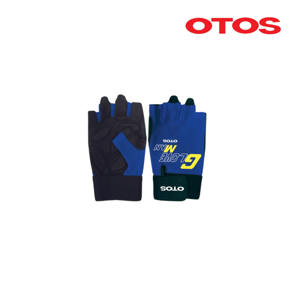 GS-703/진동방지장갑/손가락잘림형/OTOS/인조가죽/FREE/블랙&블루/1켤레