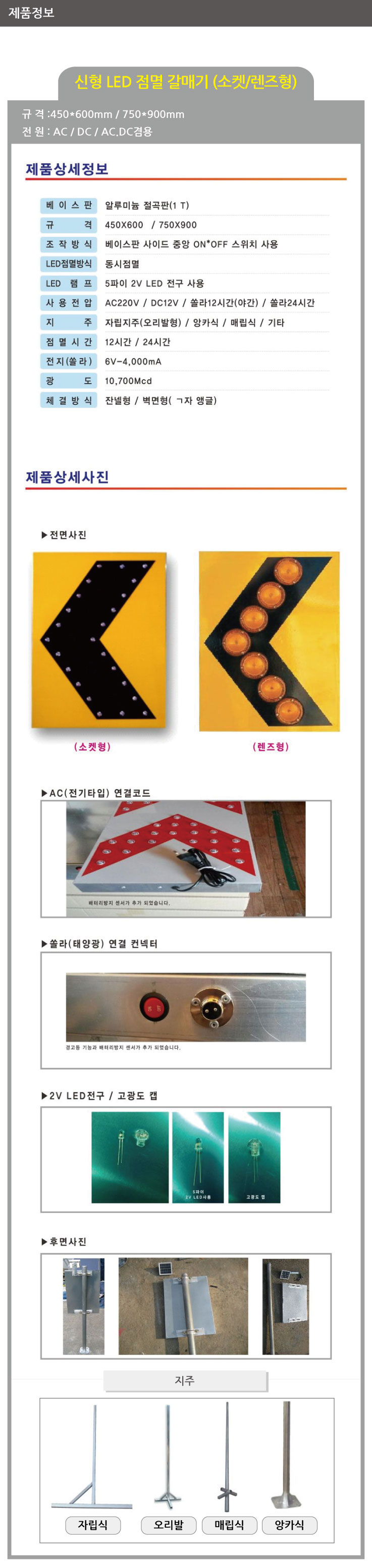 갈매기표지판/신형 LED 점멸 갈매기/WS/450*600 (렌즈형)AC(220V)
