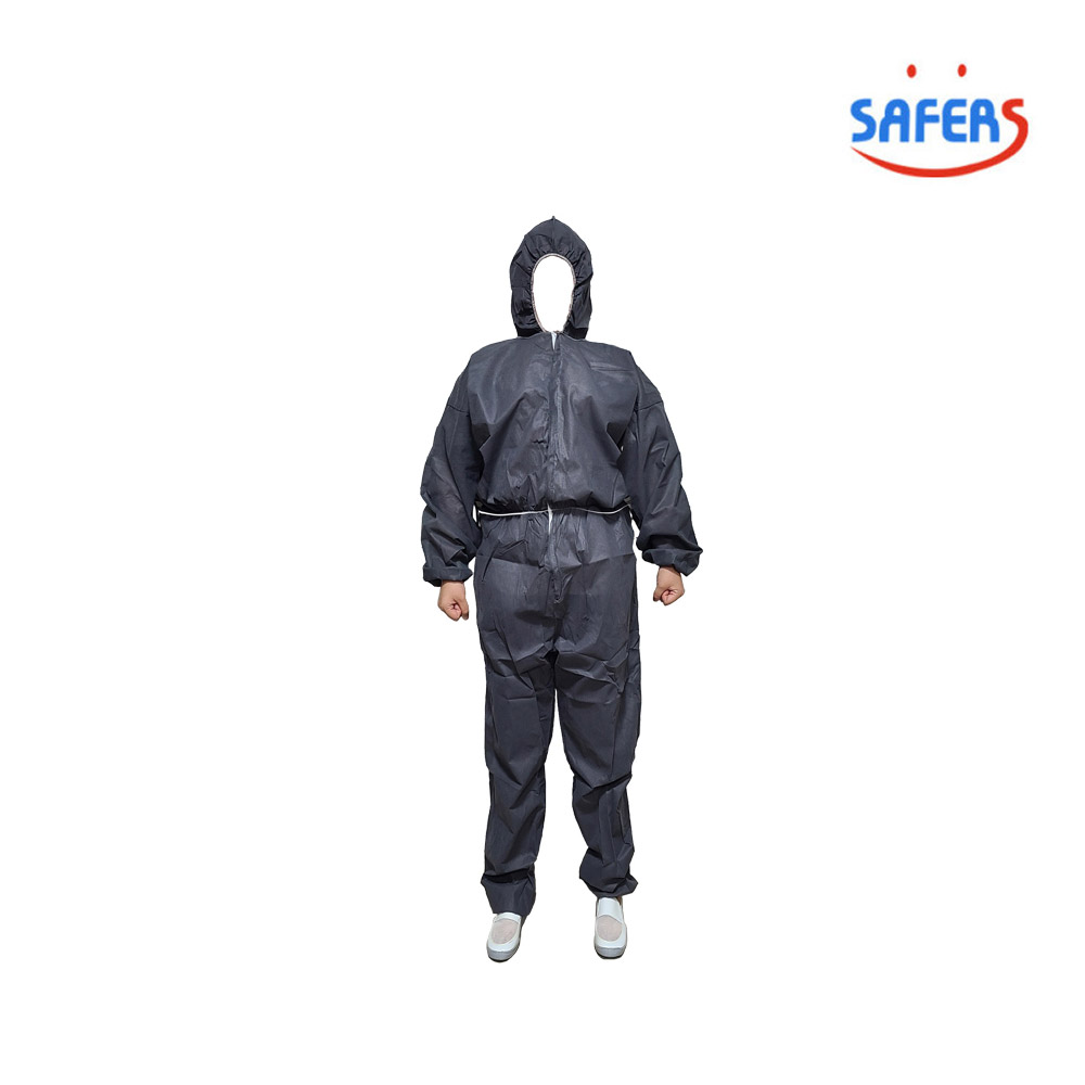 37161/부직포작업복/SS100S/후드보급형/쎄이퍼스/원피스/43g/D.그레이/XL