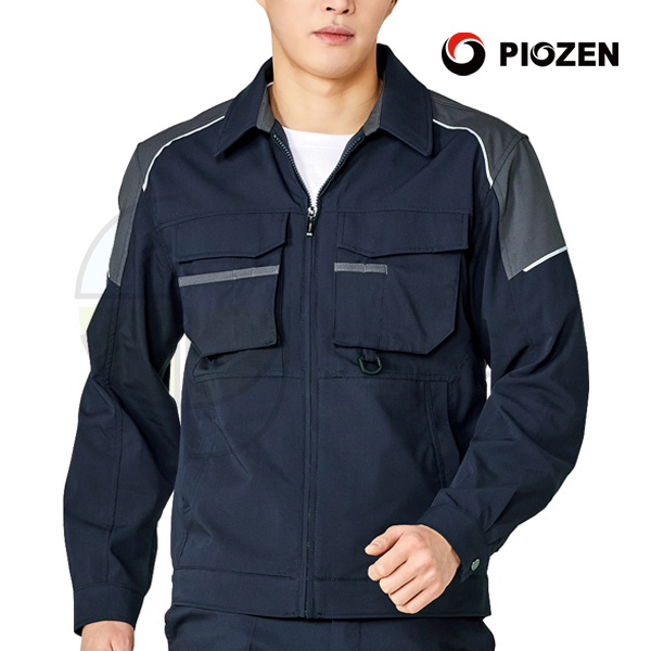 PS-J202/상의/춘하//폴리65+레이온35/스트레치/생활방수/네이비+차콜그레이/M~4XL