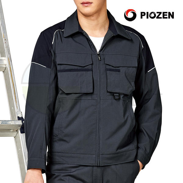 PS-J201/상의/춘하//폴리65+레이온35/스트레치/생활방수/차콜그레이+네이비/M~4XL